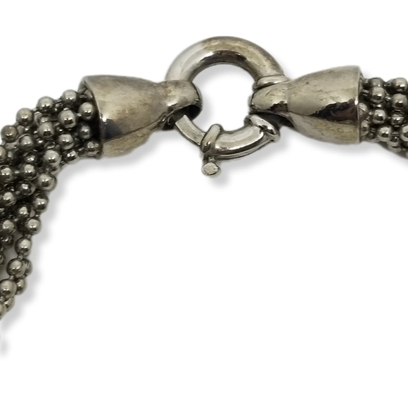 VINTAGE SILVERTONE CHUNKY BEAD CHAIN & ORNATE PENDANT STATEMENT NECKLACE - Picture 6 of 6